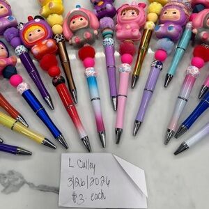 Cute Pom-Pom Character Ballpoint Pen - Pink & Pastel Assortment